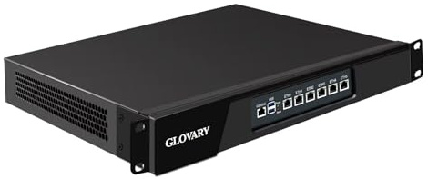 Glovary 1U N305 Firewall Hardware, 6 x i226V 2.5GbE LAN Router PC, Barebone, 19 Inch Network Rackmount Appliance, AES-NI, OPNsense, 2USB3.0, SATA3.0, HD + VGA Dual Display