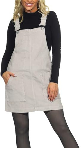 Eight 2 Nine Damen Cord Latz Rock LETN-086 Minirock mit Trägern Light Sand XL