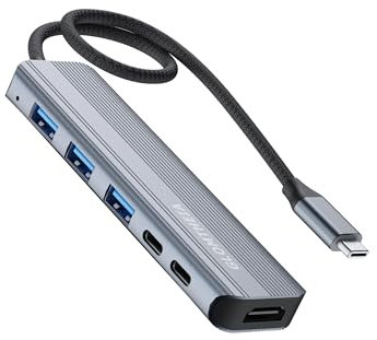 Glomtheia Adaptador multipuerto USB C Hub HDMI para MacBook Pro/Air Mac iPad portátil, Tpye C Múltiple Dock con HDMI 4K a 30Hz, USB A 3.0, USB C 3.0, carga de paso de 100 W