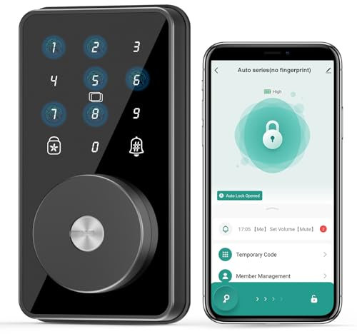Smart Lock, serratura 4 in 1 senza chiave per porta d'ingresso, serratura a 6 codici digitali con tastiera, catenaccio intelligente Bluetooth, controllo app