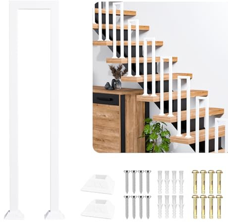 Handläufe für Innentreppen, mattweiß, U-förmige Handläufe mit Abdeckung, moderne Metall-Handläufe für Außentreppen, industrielles Schmiedeeisernes Geländer für Treppen, Dachboden, Garten, Korridor, 1