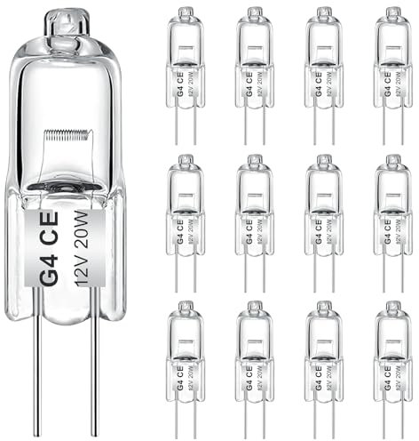 AUZOSL Hochwertige G4 Halogenglühbirne 12 Stück, 20W, 2700K Energiesparendes Leuchtmittel für helle Beleuchtung in Wohnräumen, Büros und Geschäftsräumen (10W)