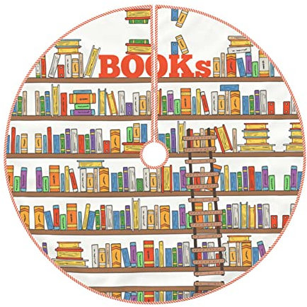 Lustige Bücherregal-Kollektion und Leiter, fortschrittliches Weihnachtsbaumkleid, eine Urlaubsdekoration, die eine magische festliche Atmosphäre schafft