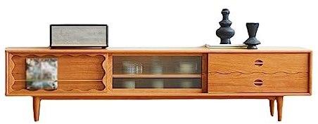 GELASIGE Tv Entertainment Center Creative TV Cabinet Living Room Audio-visual Cabinet Simple Sideboard with Book Storage Rack and 2 Storage Drawers Tv Cabinets For Living Room