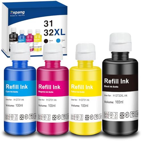 31 Ink 32XL Black Ink Bottle Set, Compatible with HP 31 32XL Ink Bottle Set for Smart Tank 7301 7001 7602 5101 5102 6001 Plus 651 551 All-in-One Printer, 4 Pack