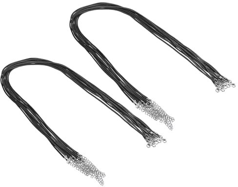 PATIKIL 24 Necklace Cord, 20 Pcs Waxed Bracelet String 2mm Thickness Necklace Ropes Bulk with Clasp for Pendants Bracelets Jewelry Making DIY Craft, Black