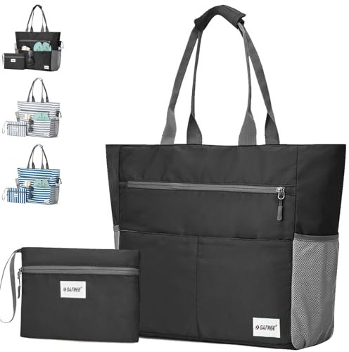 AUNGKWANG 2 Stück Strandtasche XXL Familie, Badetasche Damen, Große Wasserdichte Strandtasche Damen mit Kleine Badetasche, Beach Bag für Strand, Urlaub, Pool, Reisen Einkaufen und Alltag, Schwarz