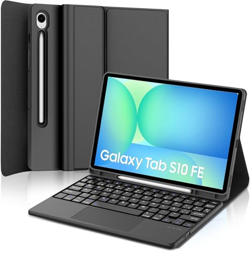 Teclado con Trackpad para Samsung Tab S10 FE 10.9/S9 FE 10.9, Funda para Galaxy Tab S10 FE/S9 FE con Español Ñ Bluetooth Teclado con Touchpad para Tablet Samsung Tab S10 FE/S9 FE, Negro