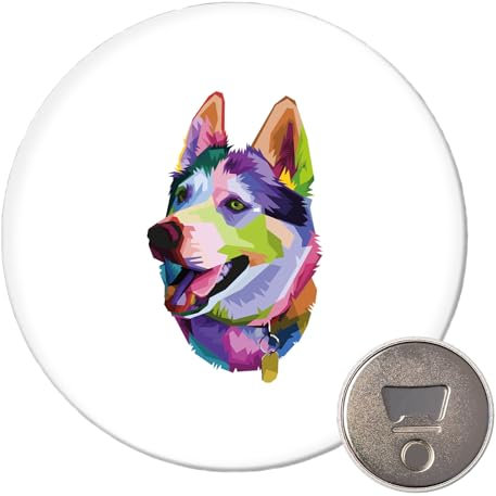 Huuraa Magnet Husky Colorful Geschenk 59mm Kühlschrankmagnet Flaschenöffner Husky Geschenkidee