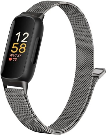 Faliogo Metall Armband Kompatibel mit Fitbit Inspire 3 Armband für Damen Herren - Einstellbar Edelstahl Loop Sport Ersatzarmband für Fitbit Inspire 3 Fitness Tracker, Schwarz