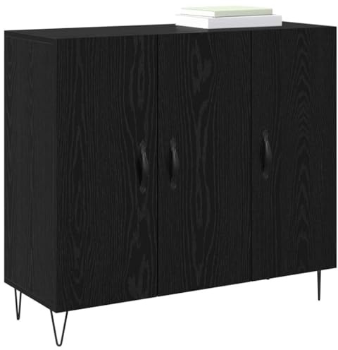 vidaXL Sideboard Black oak 90 x 34 x 80 cm Engineered wood, Dining Room, Rectangular, Modern Sideboard, Ample Storage, Engineered Wood Unit, Hinge Door Cabinet, Versatile Design