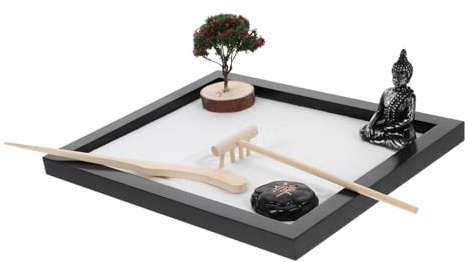 Zen Garten Satz Tischdekoration aus Dichteplatte Weihnachten Event | Feine Verarbeitung, Platzsparend für Tischflächen, Sanfte Sandmuster, für Hotel Lobby und Kaffeetische