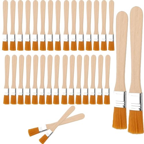 Flachpinsel, 50 Stück Kleine Pinsel Borstenpinsel Set, Lasurpinsel Malerpinsel Flache Borstenpinsel Lackierpinsel für Holzgriff Farben Kunst Malerbedarf Lacke Malerei DIY Streichen - 2 Größen