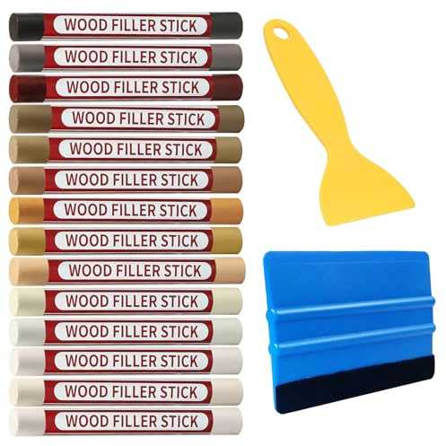 Wood Furniture Repair Kit 14 Colour Wood Fillers with Scraper Ideal for Wood Furniture Laminate Floor Fixes Covers Scratches on Cabinets Doors