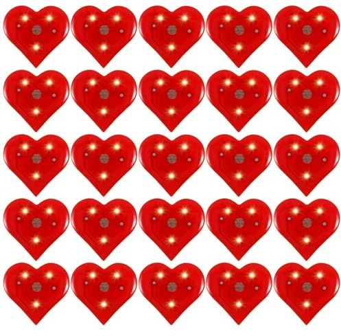iplusmile Blinkendes Herz Brosche: 20 stück Rote Herzen Anstecker Pin Leuchtendes Brosche für Valentinstag, Hochzeit, Jahrestage,Geburtstag Deco, Muttertag