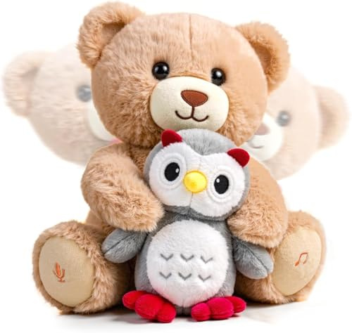eJog Pup Oso Peluche Musical con Búho, Animales de Peluche Interactivo Que Habla, Graba y Repite Juguete Oso, Regalo para Bebés y Niños