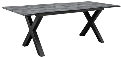 Riess Ambiente Ausziehbarer Esstisch WILD - 160 bis 200 x 90 cm - grau schwarz - Küchentisch mit Einlegeplatte