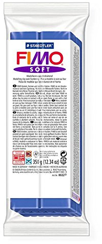 STAEDTLER FIMO SOFT, pasta modellabile termoindurente, panetto grande da 350 grammi, colore blu brillante, 8022-33