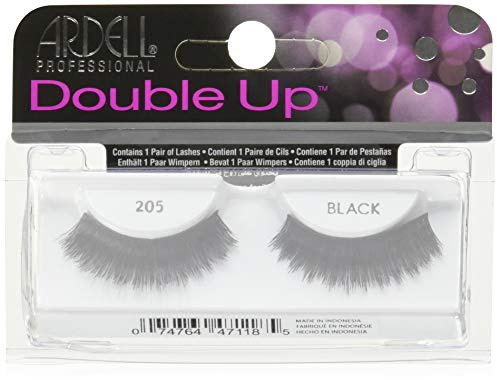 Ardell Double Up Lashes 205 Black – Dramatic Layered False Eyelashes with Invisible Band, Full Volume Reusable Strip Lashes, 1 Pair