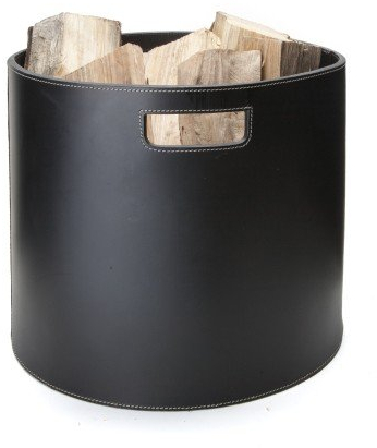 Edler Holzkorb Korb für Brennholz Kamin Ofen Wollkorb Zeitungsständer schwarz