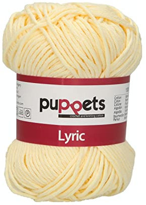 Puppets Lyric Stärke 8 4572008-05006 gelb Häkelgarn, 100% Baumwolle