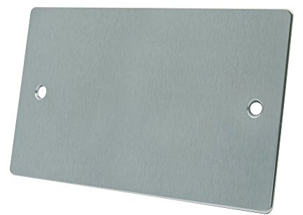 AET FSC2GBP Satin Chrome Flat Double Electrical Blanking Plate 2-Gang, 240 V