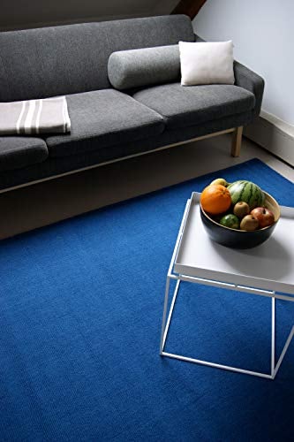 floor factory Moderner Designer Wollteppich Loft Ocean blau 80x150cm - Reine Wolle in leuchtenden modernen Farben
