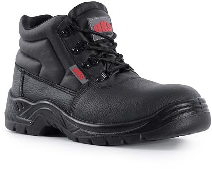 BKS Mens Safety Work Boots Leather Steel Toe Cap & Midsole Size 3 to 13 UK (5 UK, Black)