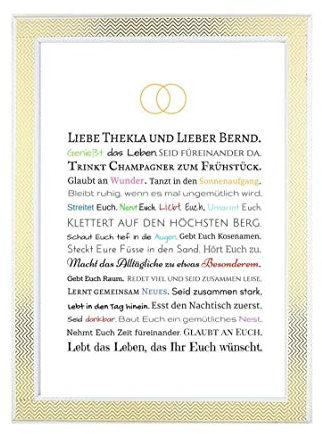Geschenk Hochzeit Brautpaar personalisiert Kunstdruck Poster Bild DIN A4 Gastgeschenk