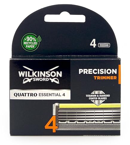 Wilkinson Sword Quattro Titanium Precision Rasierklingen für Herren Rasierer, 4 St