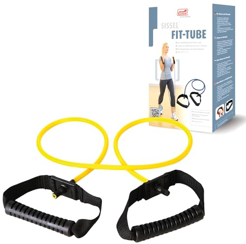 SISSEL® Fit-Tube Gelb (leicht) | Vielseitiges Fitnessgerät für Wellness & Muskelaufbau | Inkl. Übungsanleitung | Hygienische Flex-Griffe | Für alle Fitnesslevel