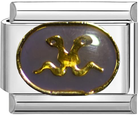 Quiges 9mm Italian Style Charm Modul Edelstahl Horoskop Zwillinge für italienische Armbänder