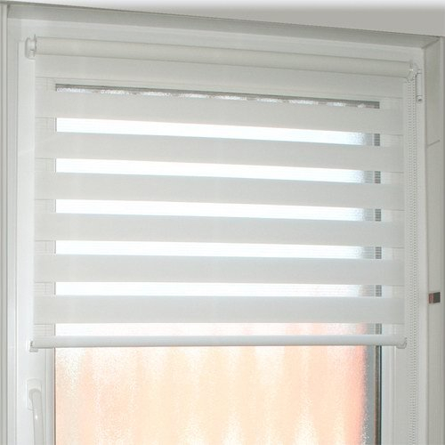 INTERDECO Doppelrollos/Duo-Rollos/Zebra-Rollos Weiß BxH 76,5 x 150 cm ohne Bohren (Klemmfix-Rollo), Seitenzugrollo lichtdurchlässig/Blickdicht