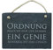 condecoro Schiefer Schild 'EIN Genie beherrscht das Chaos' Schiefertafel Wandbild 16x13