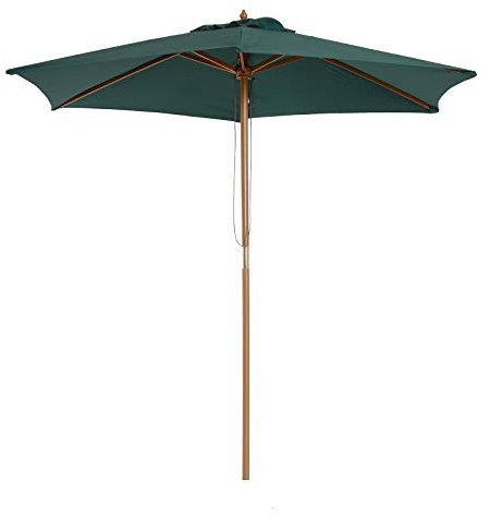 Outsunny Sonnenschirm aus Holz Gartentisch Garten 2.5 x 2.5 m grün