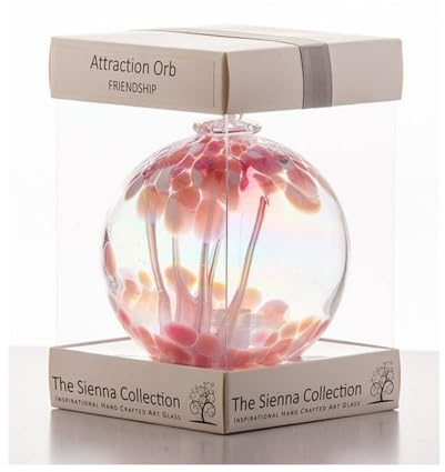 Sienna Glass Attraction Orb – 10cm Handcrafted Mouth-Blown Glass Ornament – Friendship – Hanging Window Decoration – Keepsake Gift Boxed with Ribbon