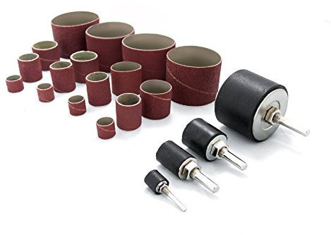 POWERTEC 11300 20-Piece Drill Press Sanding Drum Kit w/ ¼ and 1/8 inch Shanks, Spindle Sander Sleeves,