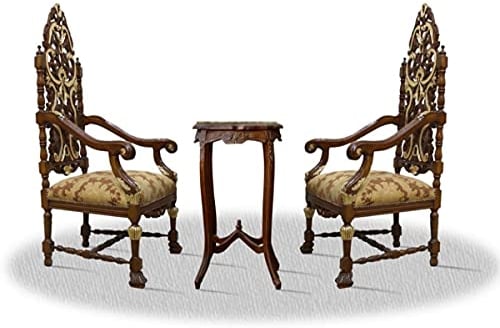Casa Padrino Barock Thronstuhl Set mit Beistelltisch - Luxus Edition