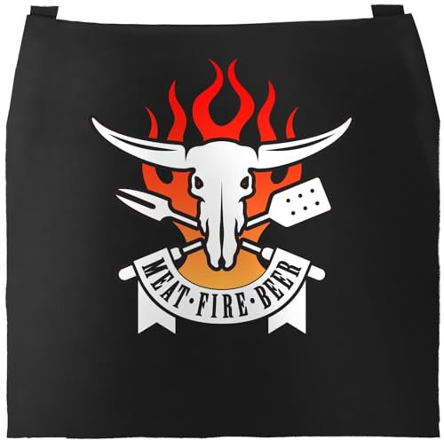 MoonWorks Grill-Schürze für Herren Meat Fire Beer schwarz unisize