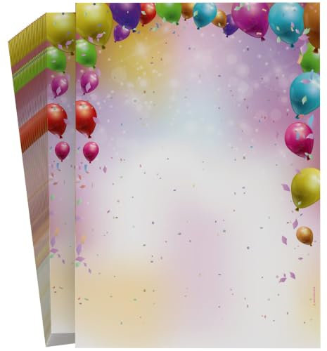 Party Feiern Karneval Motivpapier Konfetti, 50 Blatt Briefpapier DIN A4, 90g/qm