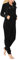 Eight 2 Nine Damen Teddyfleece Jumpsuit mit Kapuze und Öhrchen, Flauschiger Overall mit Daumenlöchern, kuschelig bequemer One-Piece für entspannte Stunden, schwarz, grau, rosa XS-XL black1 L/XL