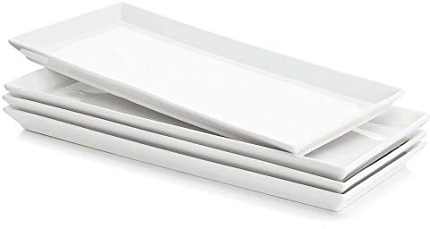 Sweese 3303 Rechteckige Porzellan Platters/Schalen für Parteien 9-Zoll-Set von 4 weiß Set 4