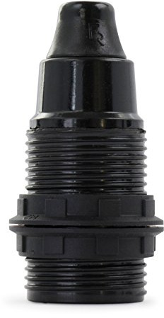 10x Stück - E14 Retro Lampenfassung aus Bakelit, Fassung Gewindemantel schwarz mit Klemmnippel