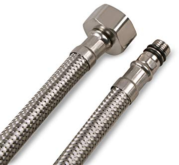 Panzerschlauch 30 cm flexibel mit 1/2 Überwurfmutter und M10 Außengewinde inkl. Dichtung für Sanitärinstallation