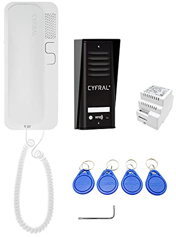 Cyfral Türsprechanlage Gegensprechanlage Cosmo R 1 mit 2-Draht-Anschluss, RFID Leser integriert, Set für eine Familie