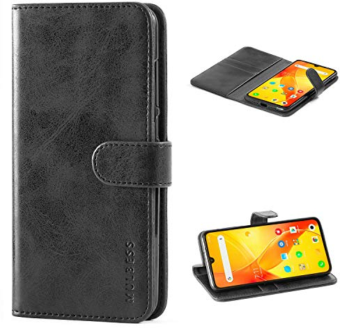 Mulbess Handyhülle für Xiaomi Mi 9 Hülle - Leder Tasche mit Kartenfach - Klapphülle Schutzhülle - Schwarz