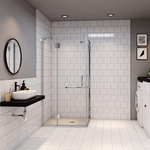 AICAit Box Doccia Angolare 80x80x190cm, Piatto Doccia 80x80cm, Vetro Temperato 8mm, Chrome Lucido