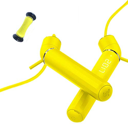 Springseil Fitness/Springseil Kinder, Geschwindigkeits-Springseil für Fitness, Konditionierung und Fettabbau. Crossfit, Verbindung zur App herstellen, Smart, Muskeln sofort entspannen,Yellow