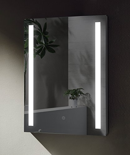 Sogoo SGSpiegel Badspiegel mit seitlicher LED Beleuchtung, Badezimmerspiegel 70x50cm, Lichtfarbe Weiß, Energieklasse A+, 27