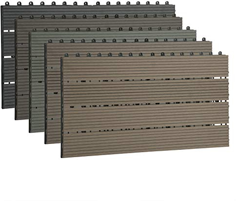 EUGAD 12er Set WPC Terrassenfliesen Terrassendielen Grau, rutschfest Wetterfest Fliese Bodenfliese mit klicksystem